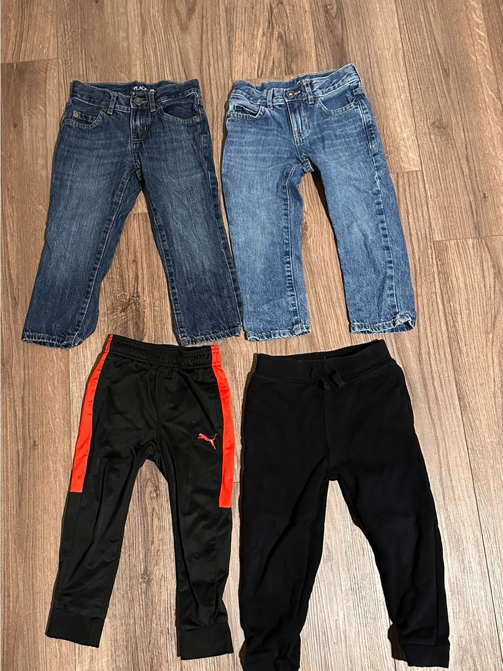 Bundle of Boys 4T Jeans & Joggers Set - Blue Denim and Black with Red Accents